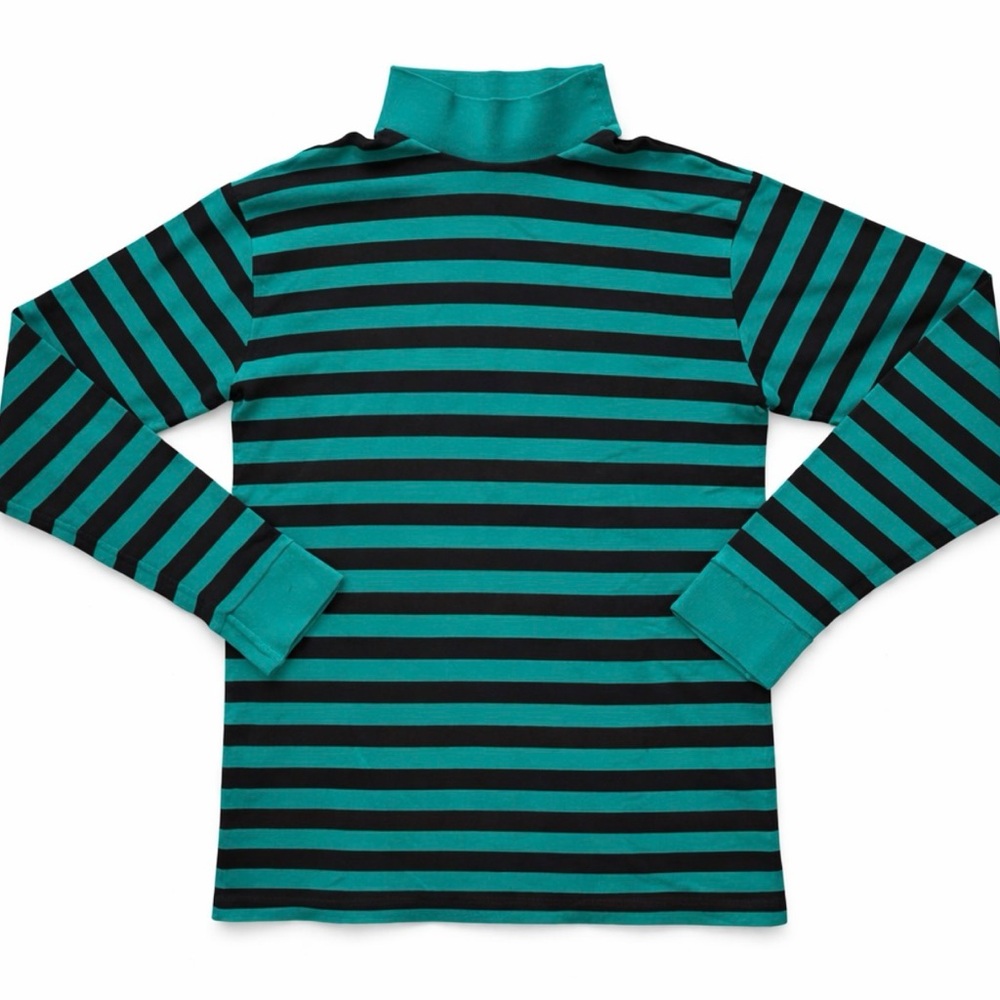 Vintage 90s Lands' End Teal and Black Men's grunge Turtleneck
